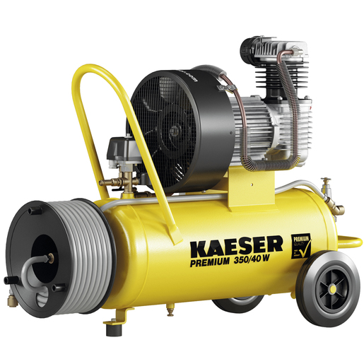 KAESER Reciprocating compressor model PREMIUM 350/40 W with Hose reel incl. 15 m hose