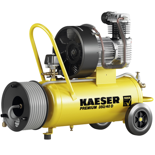 KAESER Reciprocating compressor model PREMIUM 350/40 D with Hose reel incl. 15 m hose