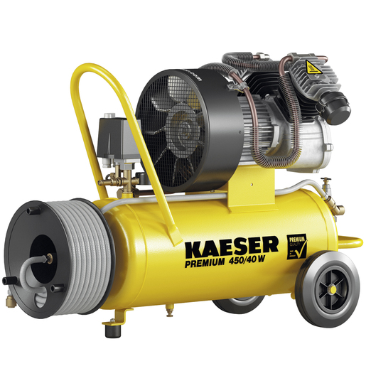 KAESER Reciprocating compressor model PREMIUM 450/40 W with Hose reel incl. 15 m hose