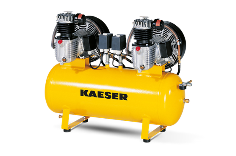 KAESER Industrial reciprocating compressor twin system model KCD 840-350 Version for operation with 2-way selector switch