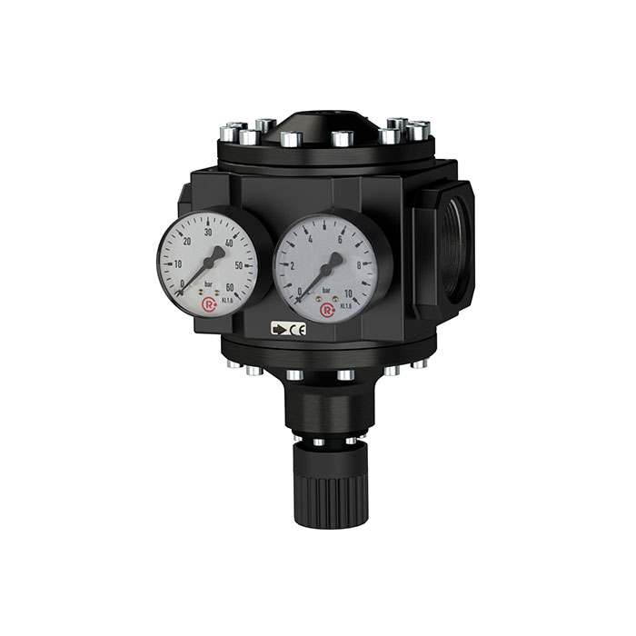 Large pressure regulator, 2 pressure gauges, G 1 1/2, 0.5 - 6 bar