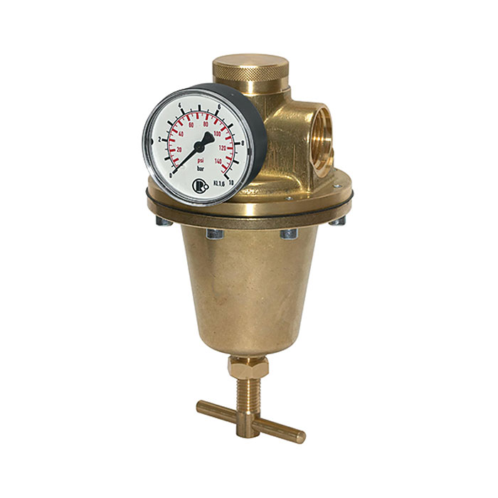 Pressure regulator for water, pressure gauge, G 1, 0.5 - 6 bar