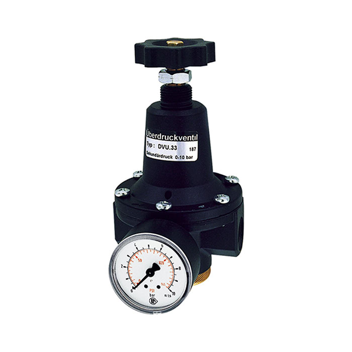 Pressure relief valve, incl. pressure gauge, G 1/2, 0.1 - 3 bar