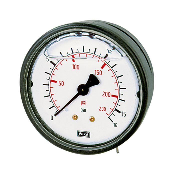 Glycerine pressure gauge, rear centric, G 1/4, -1 / +9 bar, Ø 63