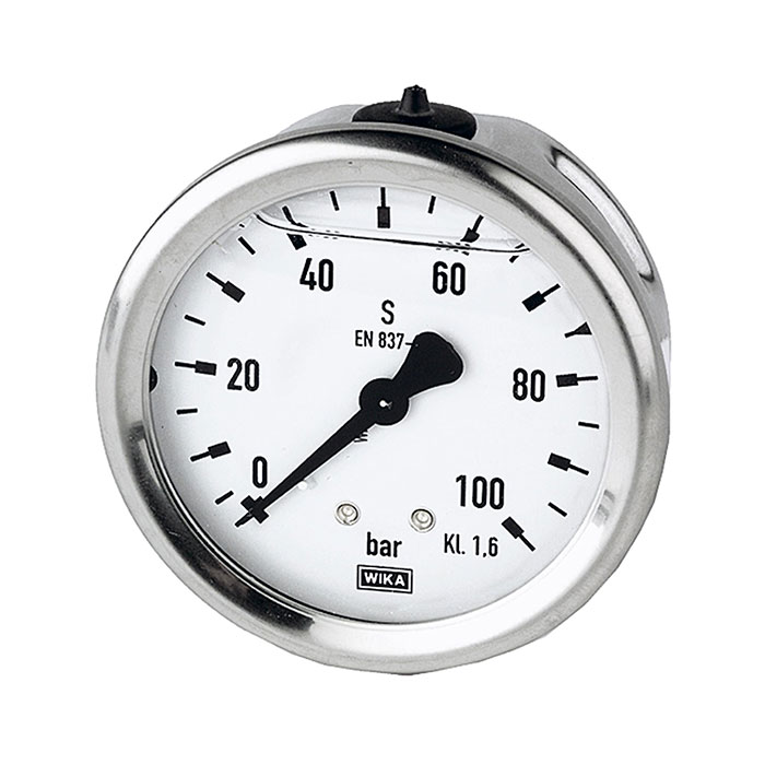 Glycerine pressure gauge, rear centric, G 1/4, 0 - 1 bar, Ø 63