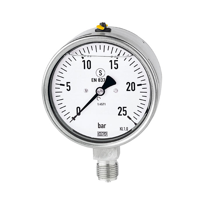 Glycerine pressure gauge, CrNi steel, G 1/4, 0 - 4 bar, Ø 63