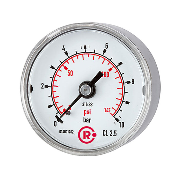 Standardmano, CrNi-Stahl, G 1/4 hinten zentr., 0 - 1,6 bar, Ø 40