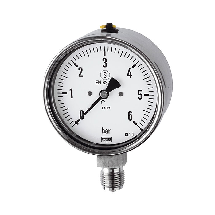 Pressure gauge, CrNi steel safety design, G 1/4, -1 / 0 bar, Ø 63