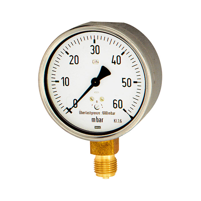 Kapselfedermanometer, Stahl, G 1/4 radial unten, 0-40 mbar, Ø 63