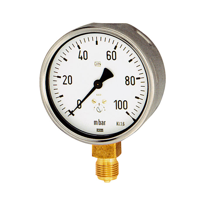 Capsule pressure gauge, radial bottom, G 1/4, -100 / 0 mbar, Ø 63