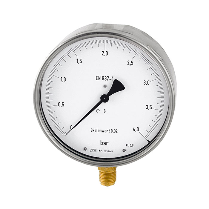 Micrometre pressure gauge, radial bottom G 1/2, -1/+1.5 bar, Ø160