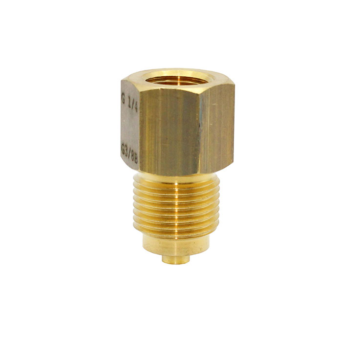 Pressure gauge connection nipple brass, G 1/8 bushing, G 1/4 taps