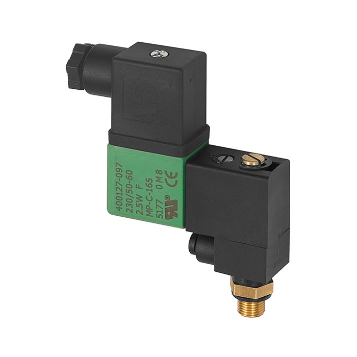 3/2-way solenoid valve, Banjo connection, NC, 230/50 V