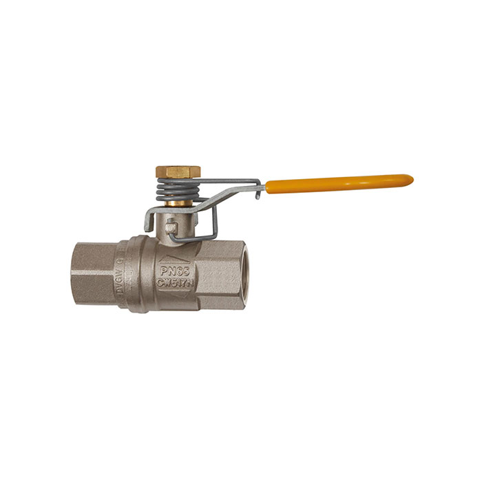 Ball valve with spring reset, nickel-plated brass, Rp 1/4