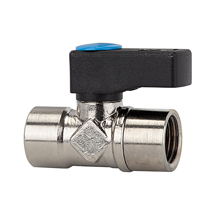 Mini ball valve, Rotating handle, nickel-plated brass, G 1/8 IT