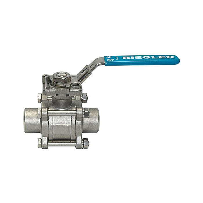 Stainless steel ball valve, weld-on studs, for tube O.D. 21.3 mm