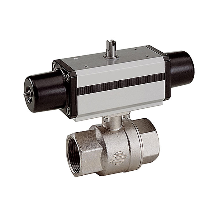 Brass ball valve, Pneumat. actuation drive, single-acting, Rp 1