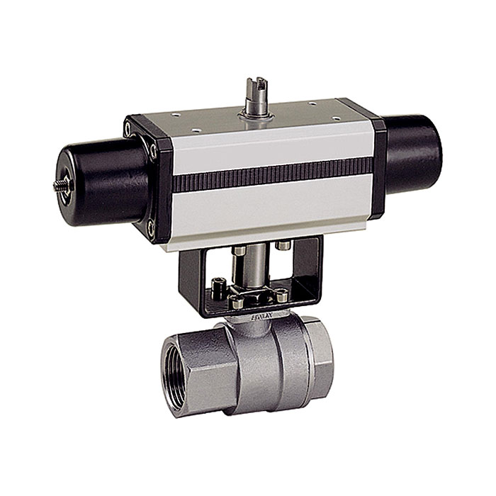 Stainless steel ball valve, Pneumatic actuation drive, Rp 1