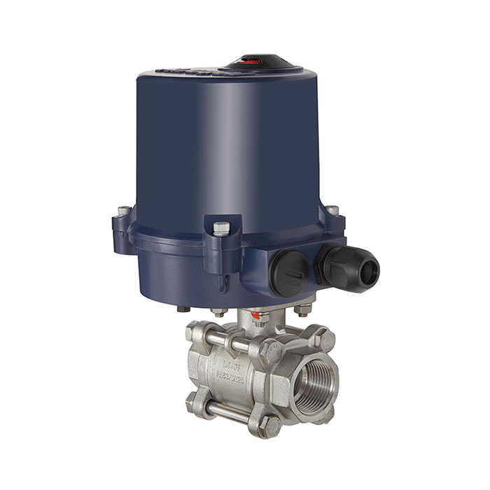 Stainless steel ball valve, Electr. actuation drive, 24 V DC