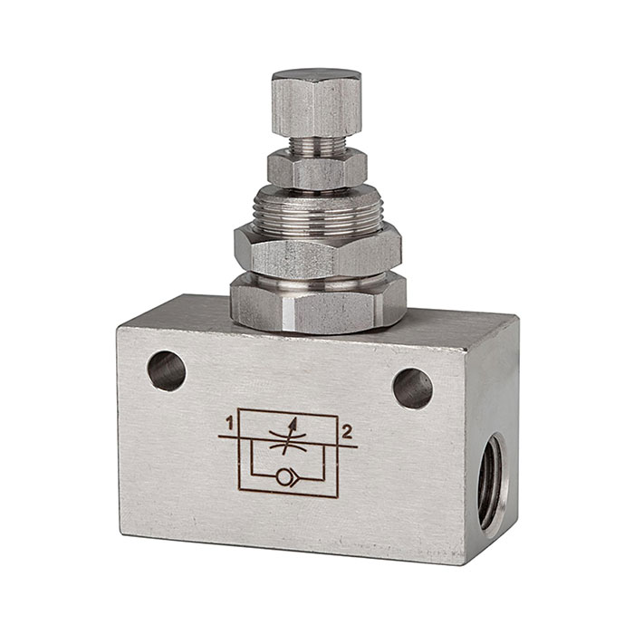 Throttle check valve, in block shape, Stainless steel, G 1/4