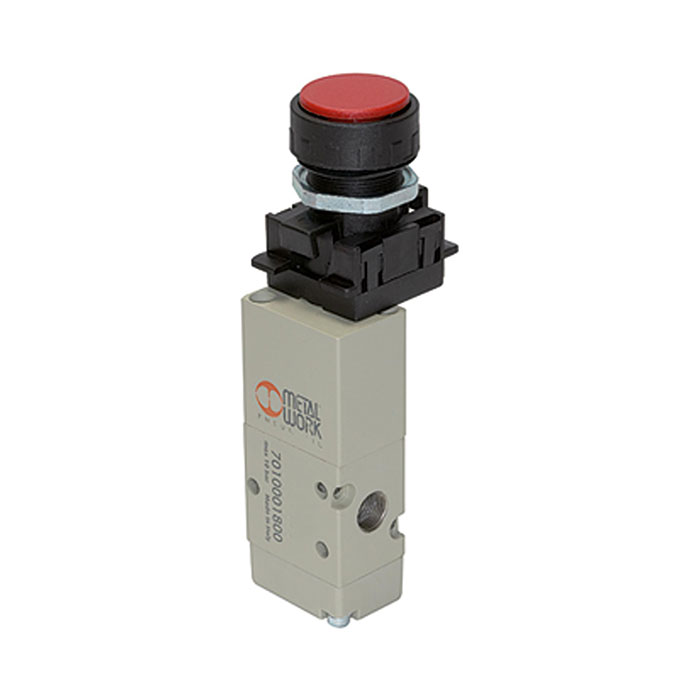 3/2-way valve, manual, Push button, NC, monostable, G 1/8