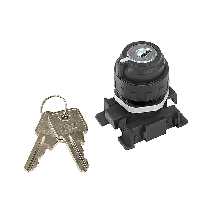 Lockable 2 position switch with key removal in all positions