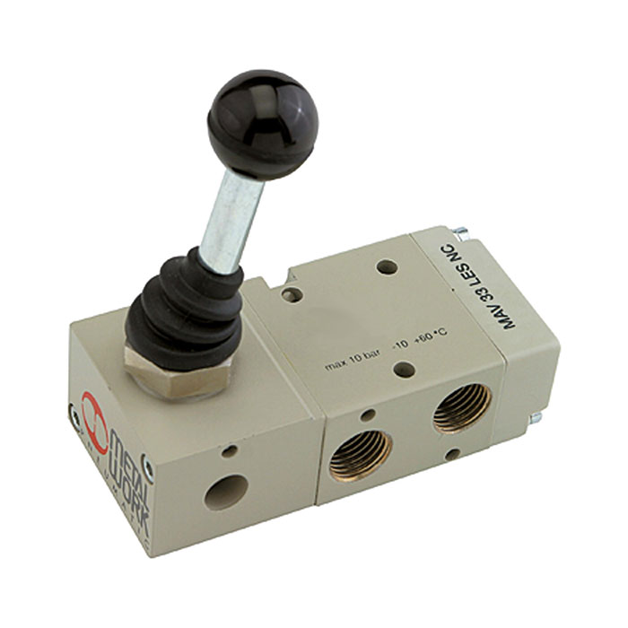 3/2-way valve, man. 90° lever monostable, G1/8