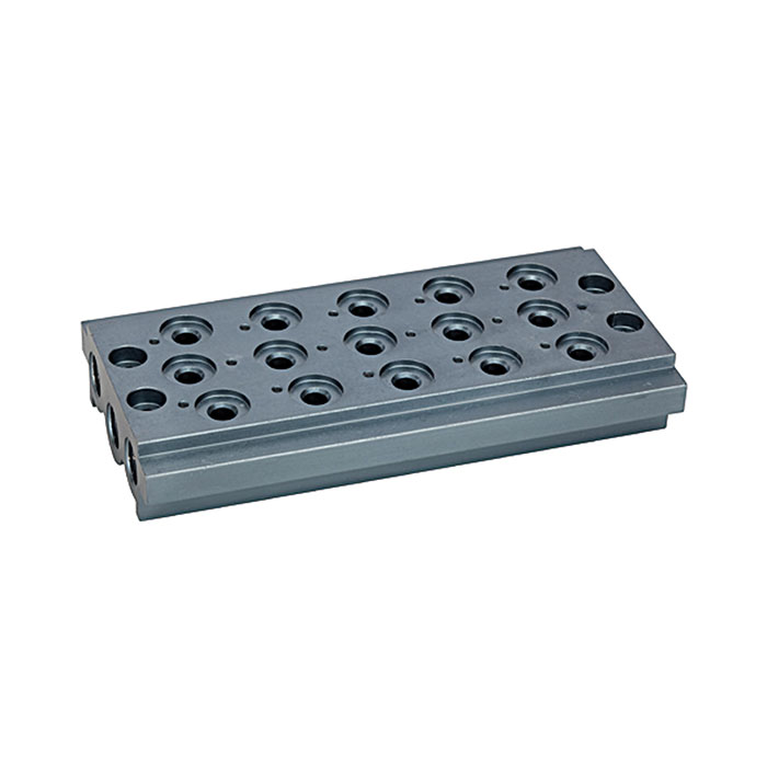 Multi-base plate for the way valves, 5 valve positions, G 1/8