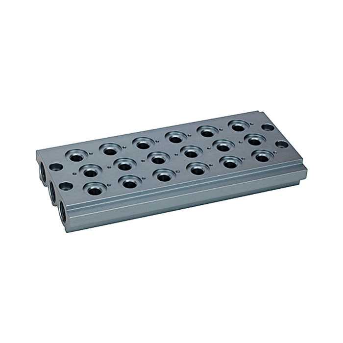 Multi-base plate for the way valves, 6 valve positions, G 1/8