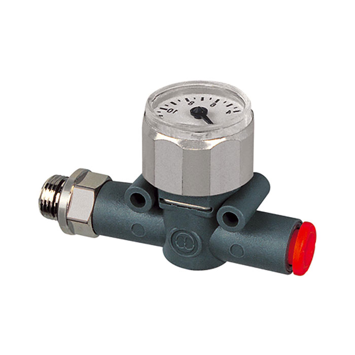 Pressure gauge, Thread (inlet) - hose (outlet), M5, hose Ø 4