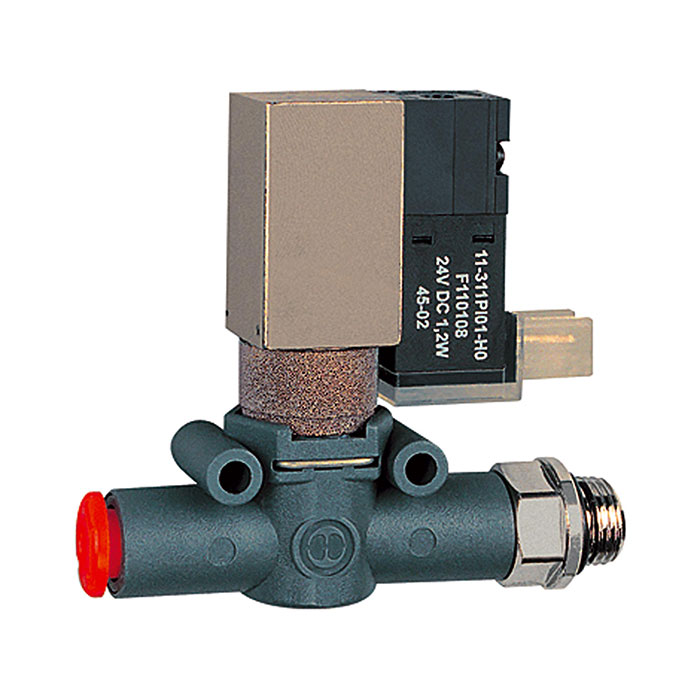 3/2-way solenoid valve silenced venting, G 1/4, NC, hose 6