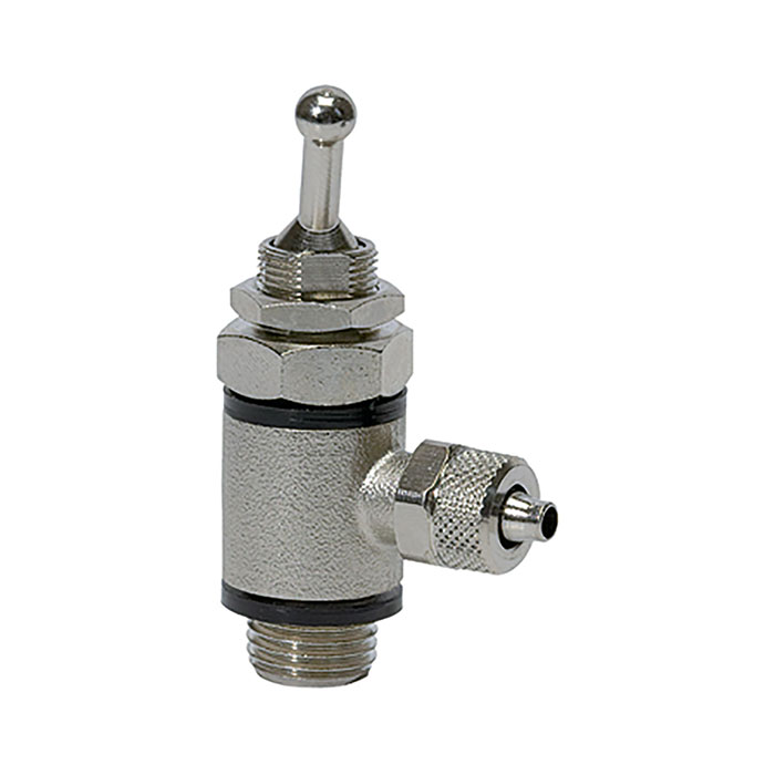 2/2-way toggle lever valve, both sides, Quick connector, G 1/8