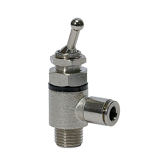 2/2-way toggle lever valve, both sides, Push-in connector, G 1/8