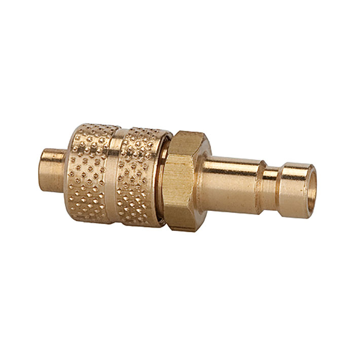 Nipple for couplings I.D. 2.7, bright brass, for hose 5x3