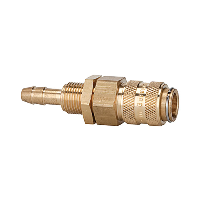 Quick-connect coupling I.D. 5, bright brass, Sleeve I.D. 4, M10x1