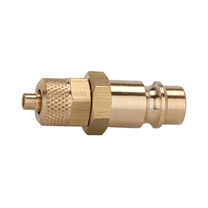 Nipple for couplings I.D. 7.2 - 7.8, bright brass, for hose 6x4