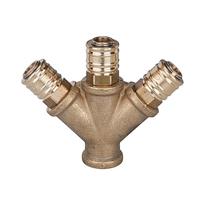 Distributor with 3 quick-connect couplings I.D. 7.2, G 3/8 IT