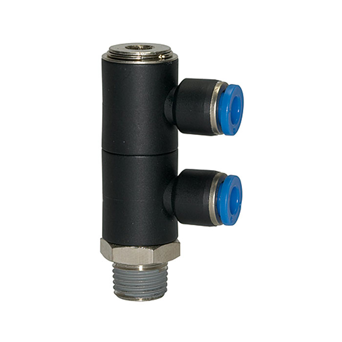 L-multi-distributor »Blue Series«, 2-fold, rotating, R 1/8 o.