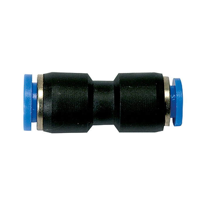 Straight push-in connector »Blue Series«, red., hose ext. Ø 12/10