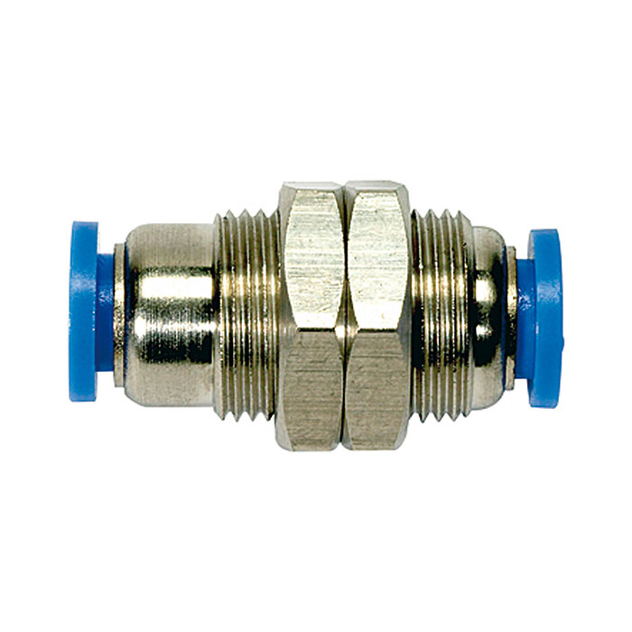 Straight push-in bulkhead connector »Blue Series«, M20x1