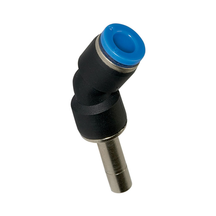 Push-in connector 45°, Plug nipple 4 mm »Blue Series« hose Ø 4