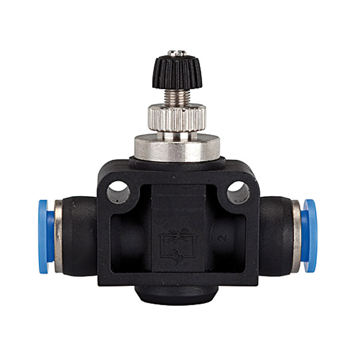 Throttle check valve »Blue Series«, Plug connector, hose ext. Ø12