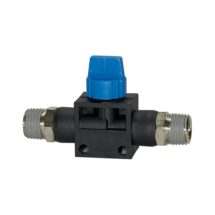 Blocking valve »Blue Series«, R 1/4 o., R 1/8 o., thread coating