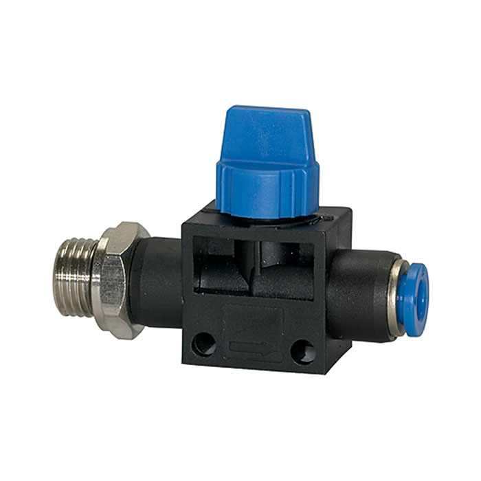 Blocking valve »Blue Series«, Plug connector, G 1/8 o., hose Ø 6