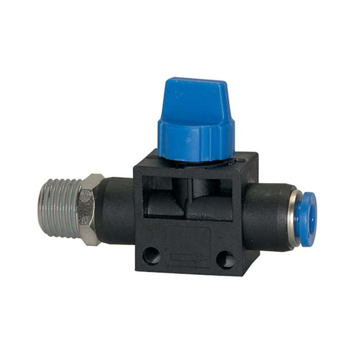 Blocking valve »Blue Series«, Plug connector, R 1/8 o., hose Ø 6