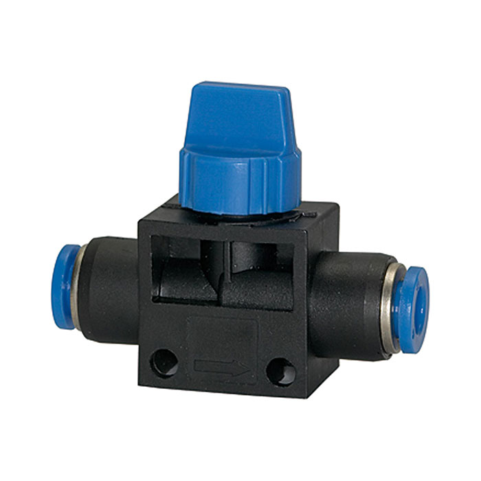 Blocking valve, plug connection »Blue series«, hose exterior Ø 6