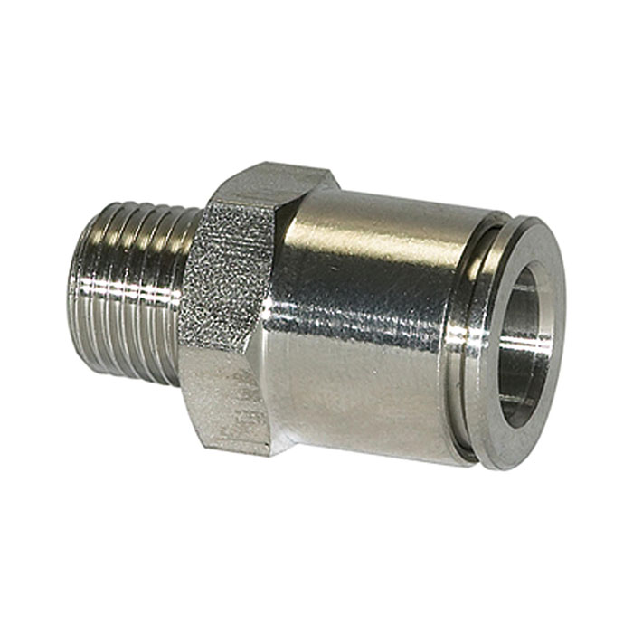 Straight push-in fitting, R 1/2 o., for hose exterior Ø 12 mm