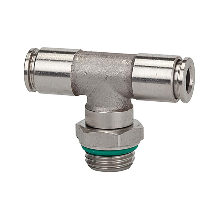 Push-in T-fitting, rotating, M5 o., for hose exterior Ø 4 mm