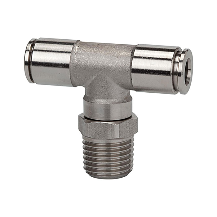 Push-in T-fitting, rotating, R 1/8 o., for hose exterior Ø 4 mm