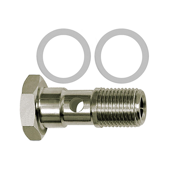 Hollow screw with PTFE sealing ring, Single, G 1/4